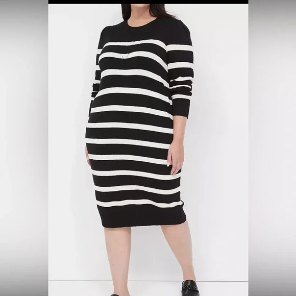 Lane Bryant Plus Size Dress Color Black & White Size 14/16 - Picture 3 of 8